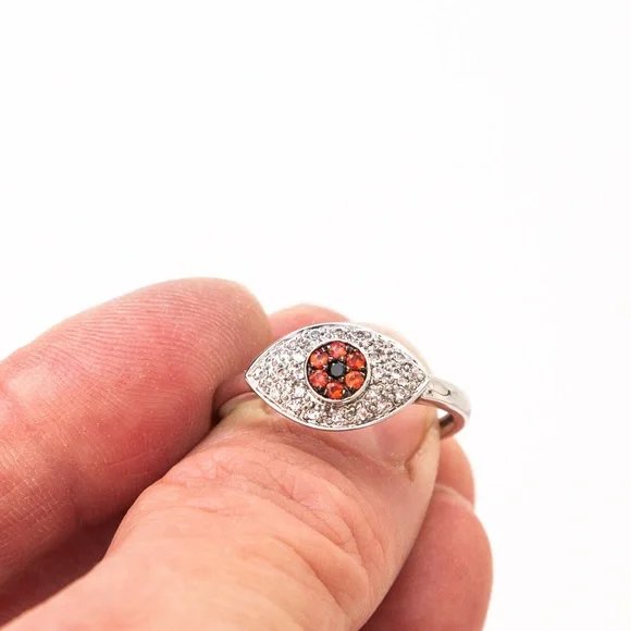 Rarities by Carol Brodie evil eye ring white topaz red sapphire